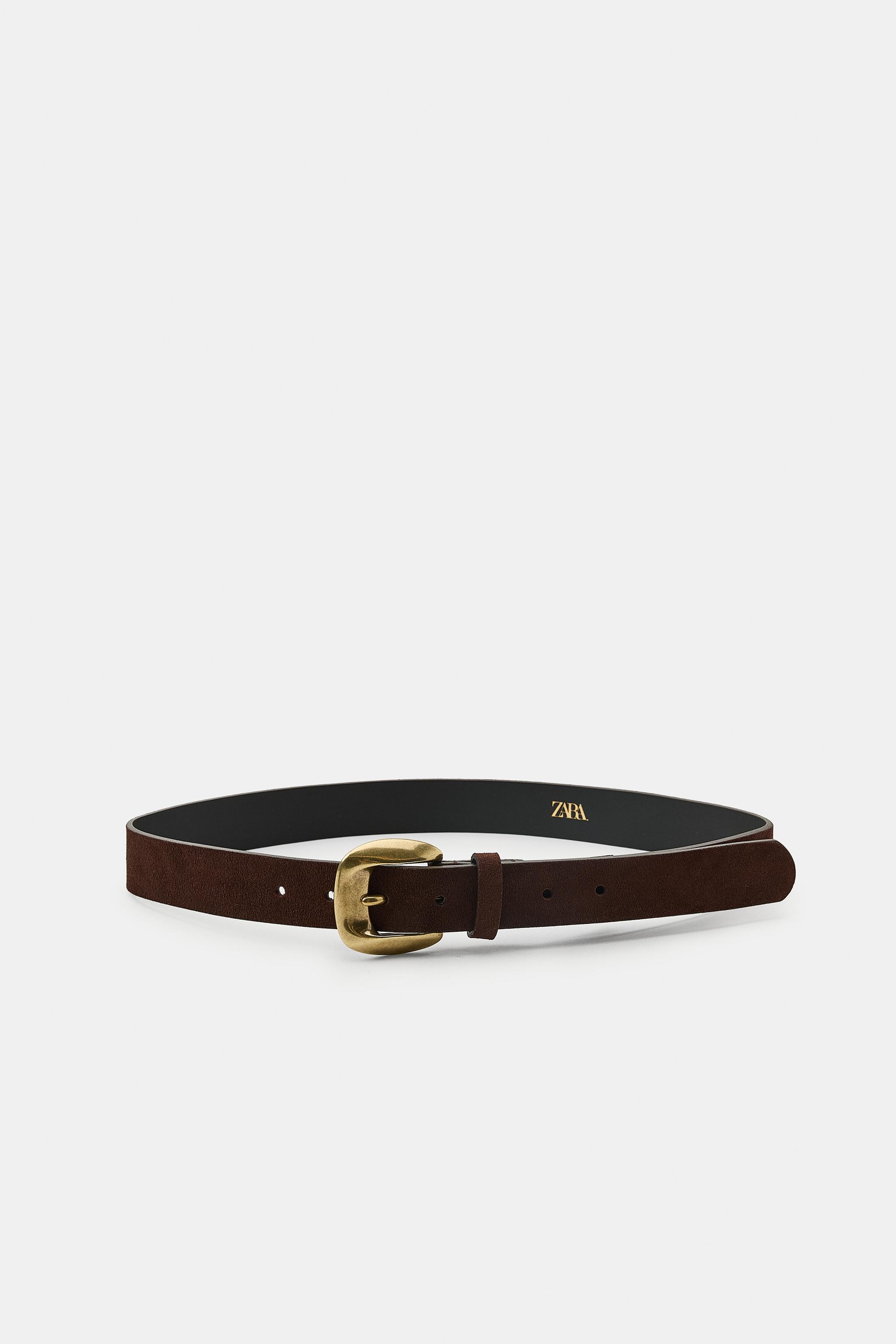 100% SUEDE LEATHER BELT WITH METAL BUCKLE